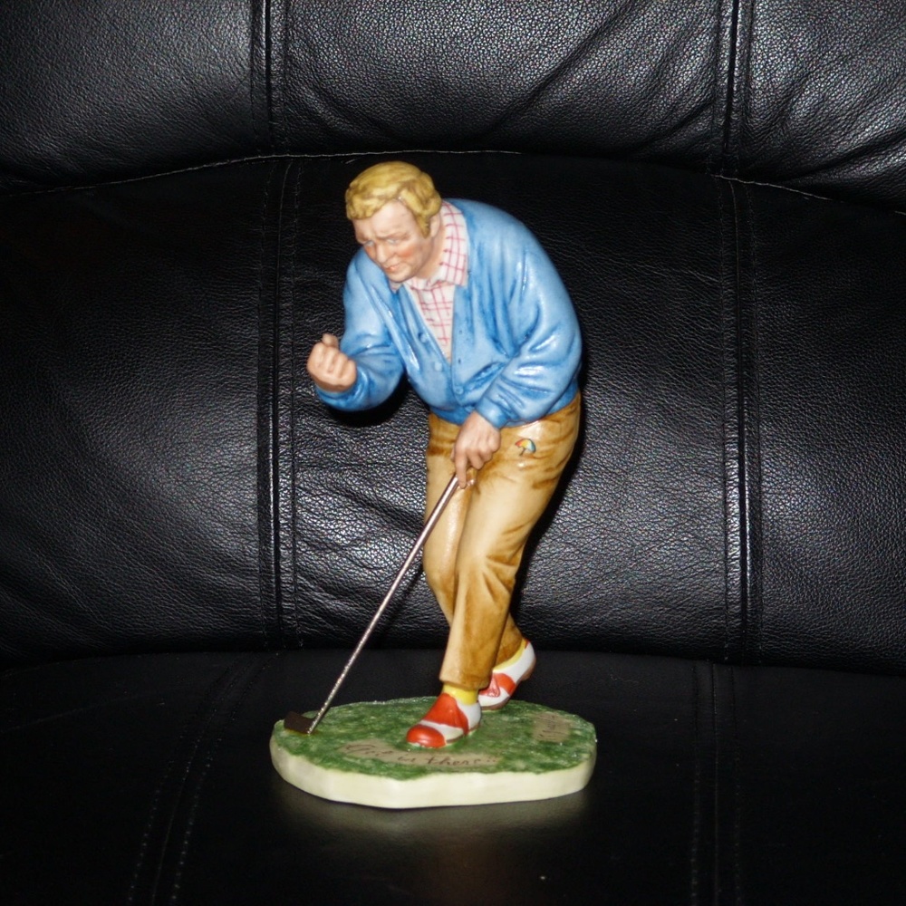 Blue Sweater Golfer Sculpture - Decorative Home Art